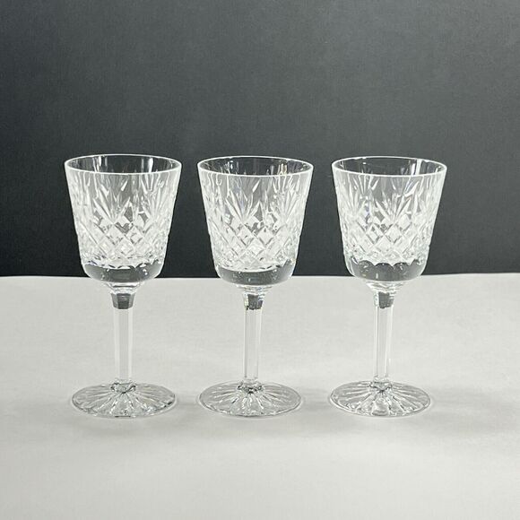 Crystal Claret Wine Glasses Set of 3 Thomas Webb Warwick Pattern 6 Sided Stem - Picture 1 of 7
